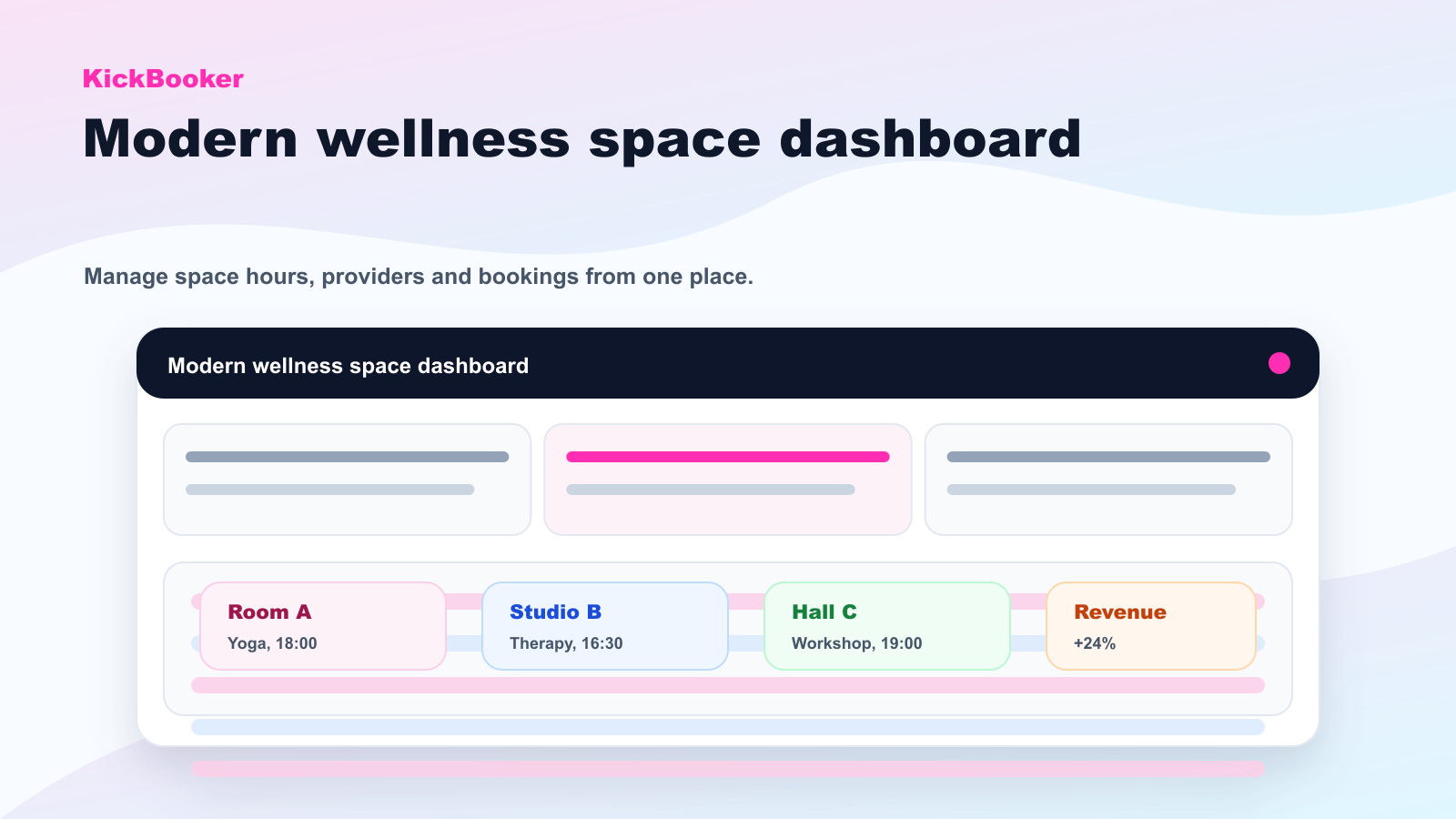 Modern SaaS dashboard for a wellness space